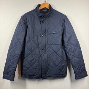 Men’s J. Crew Sussex Quilted Jacket Navy Thermore Full Zip Snap Closure Size S